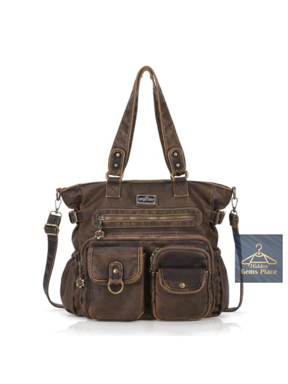 Women's Vegan Leather Tote Satchel Shoulder Bag Large Multi-Pocket Purse